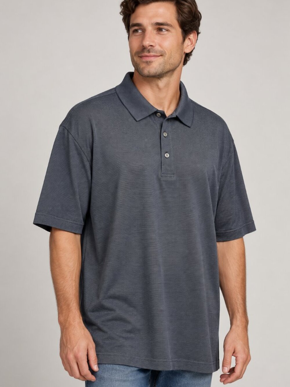 Cutter & Buck CB DryTec Luxe Men’s Charcoal Golf Polo Performance Quiet Luxury